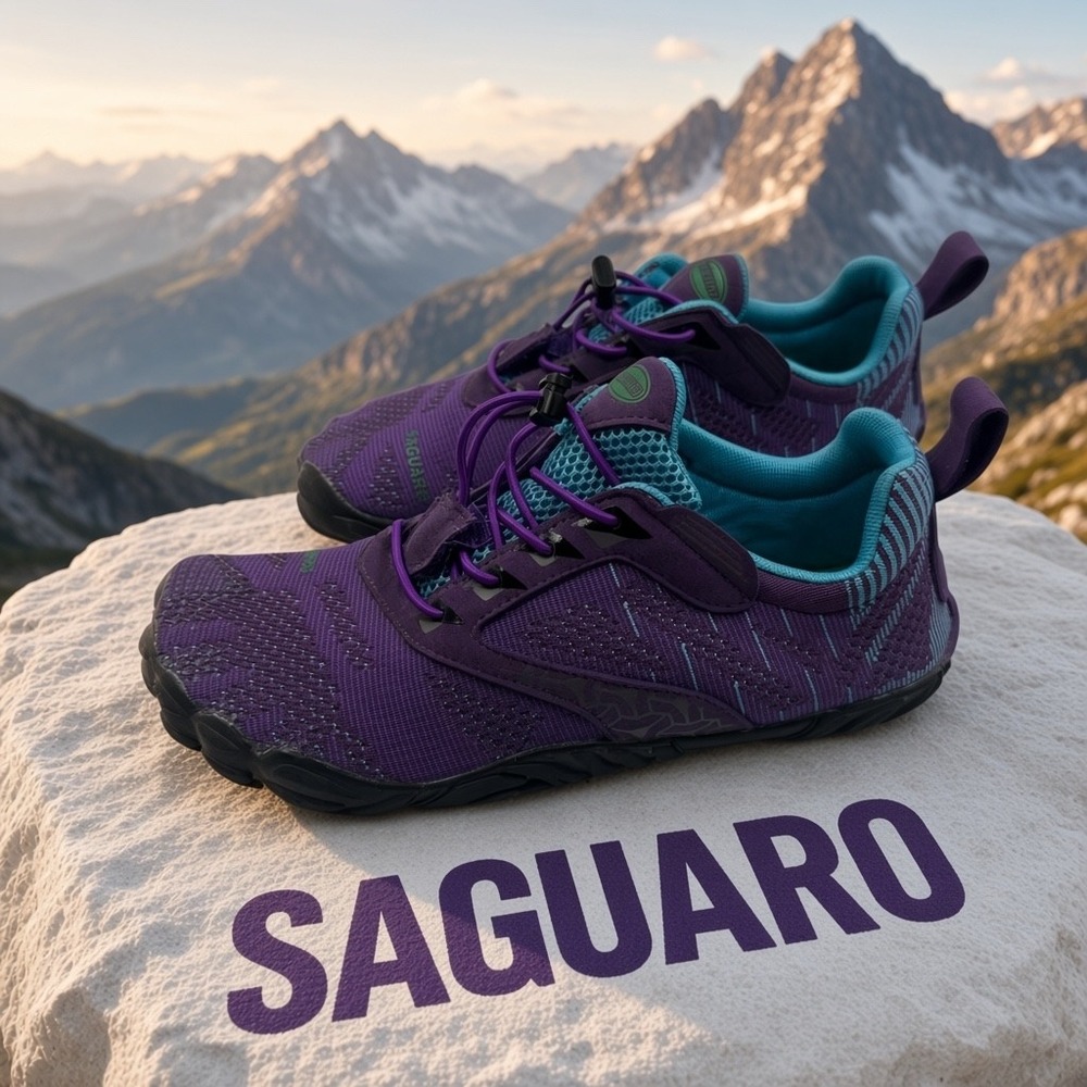 Saguaro BR007 Barefoot Shoes Purple Teal Minimalist Trail Sneakers EU 39